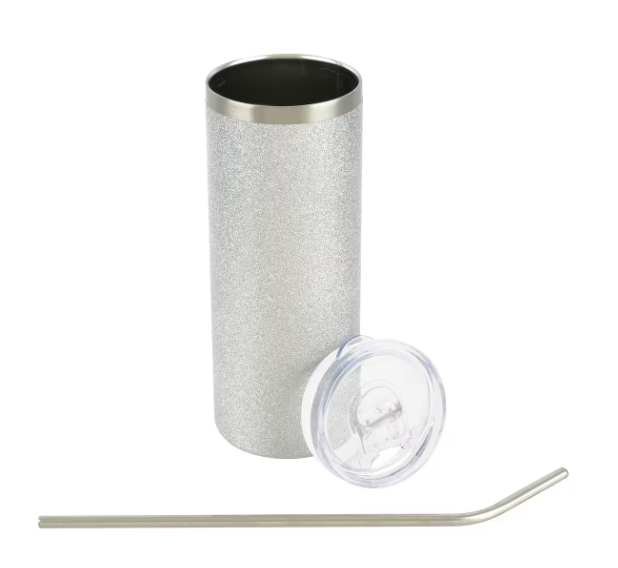 20oz. Silver Glitter Stainless Steel