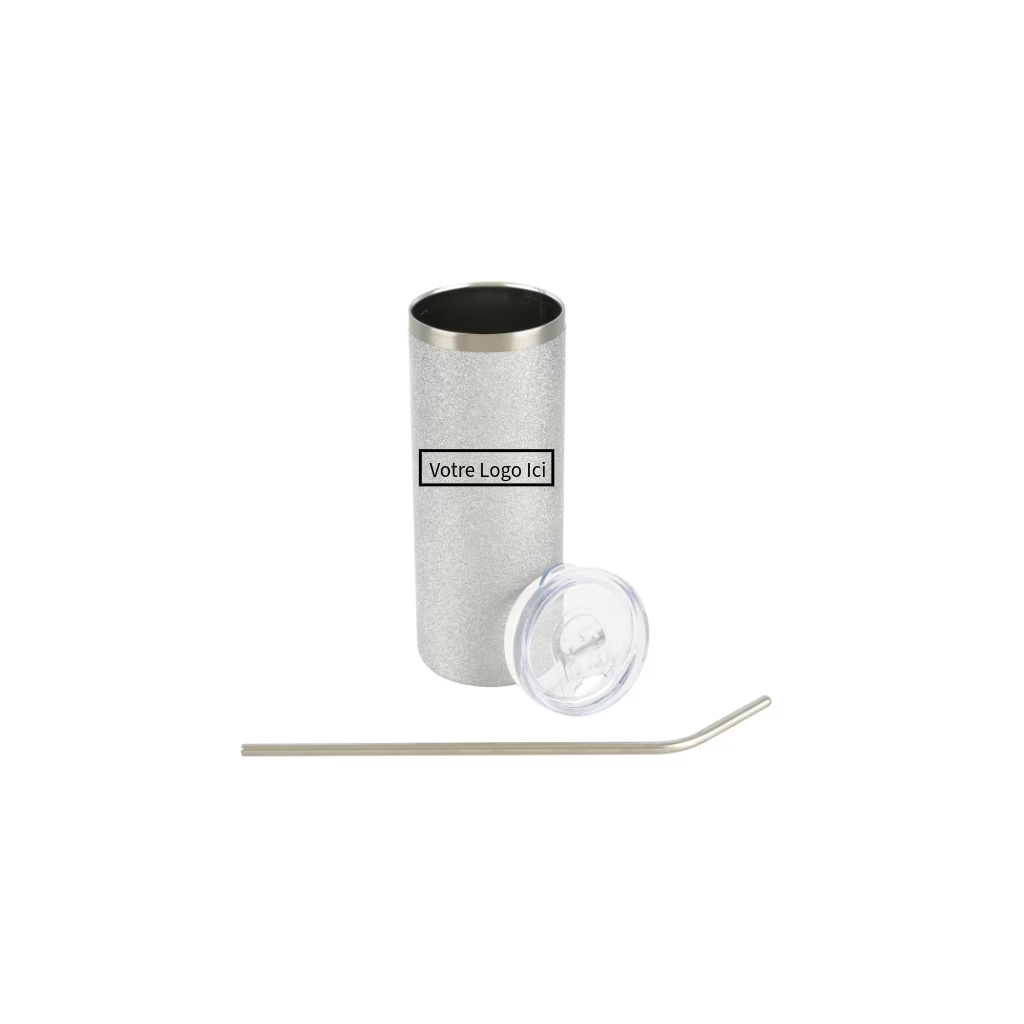 20oz. Silver Glitter Stainless Steel